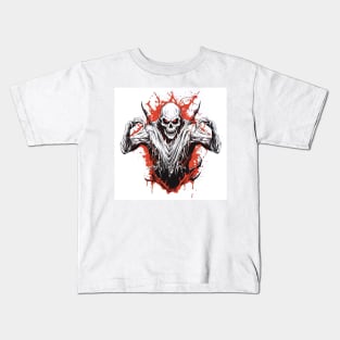 scary beast with red eyes and red background splash, halloween design Kids T-Shirt